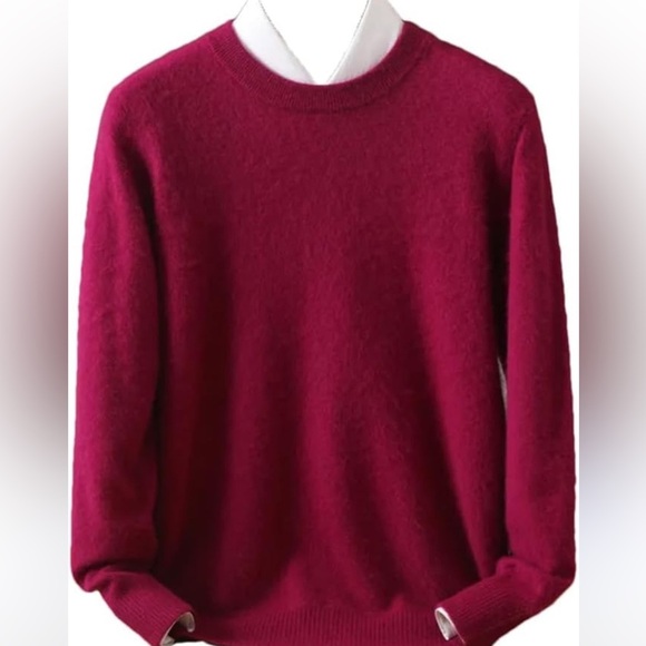 Faconnable Crewneck Burgundy 100% Cashmere Sweater Sz XXL Men - Picture 4 of 8